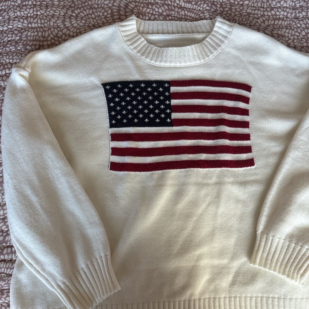American Flag Sweater in Cream